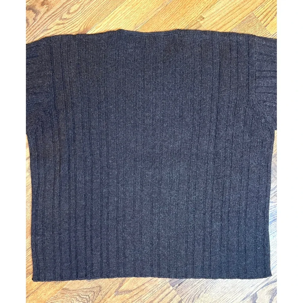 J. Crew‎ Mens XL V-Neck Sweater 100% Wool Ribbed Knit Charcoal Brown Marl